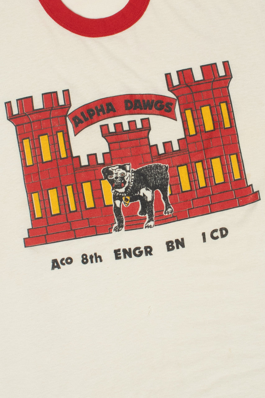 Vintage 1980's "Alpha Dawgs" Army Battalion Ringer T-Shirt