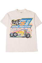 Vintage 1995 Sprint Car Racing Association Faded Neon T-Shirt
