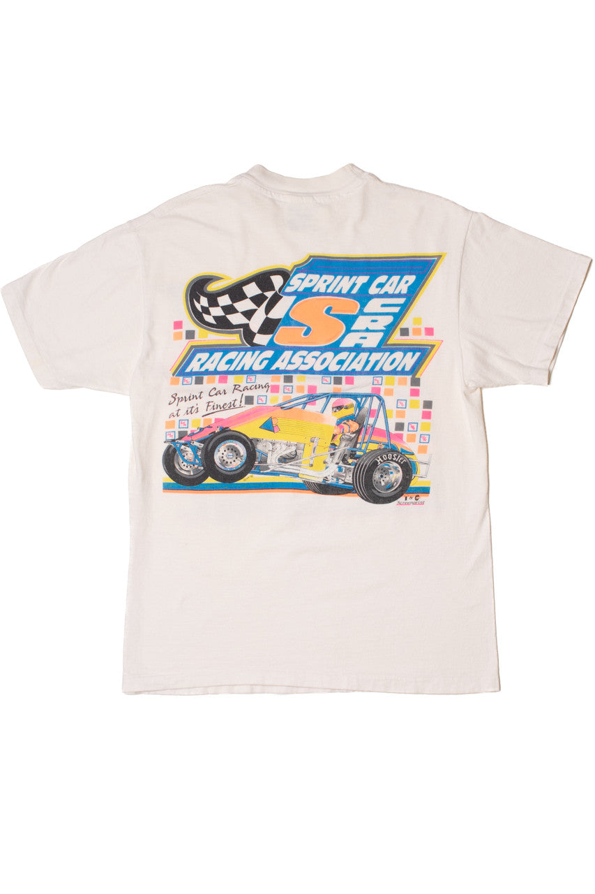 Vintage 1995 Sprint Car Racing Association Faded Neon T-Shirt