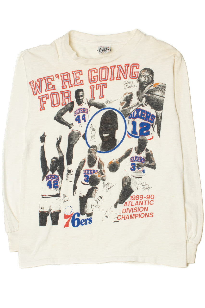 Vintage 1990 76ers NBA "We're Going For It" Long Sleeve T-Shirt