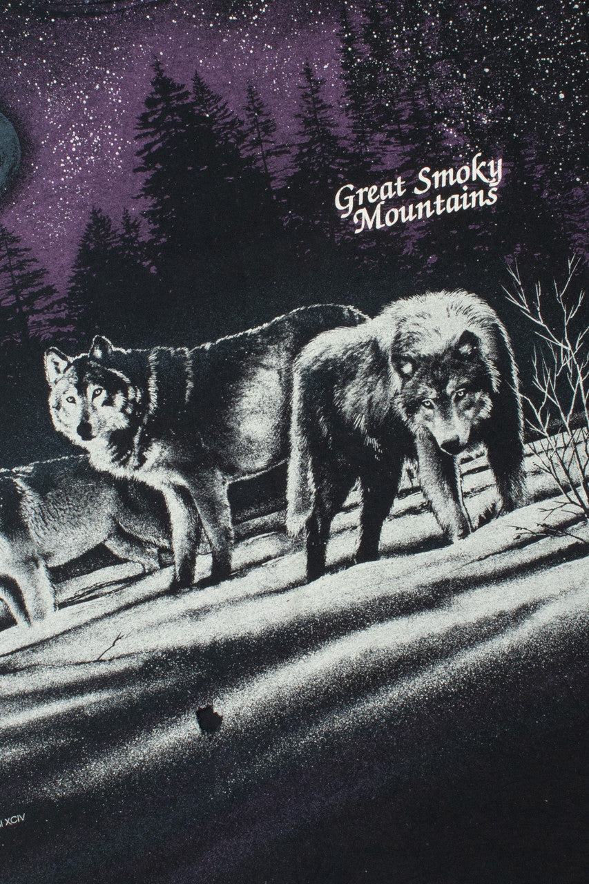 Vintage "Great Smoky Mountains" Wolf Moon All Over Print T-Shirt