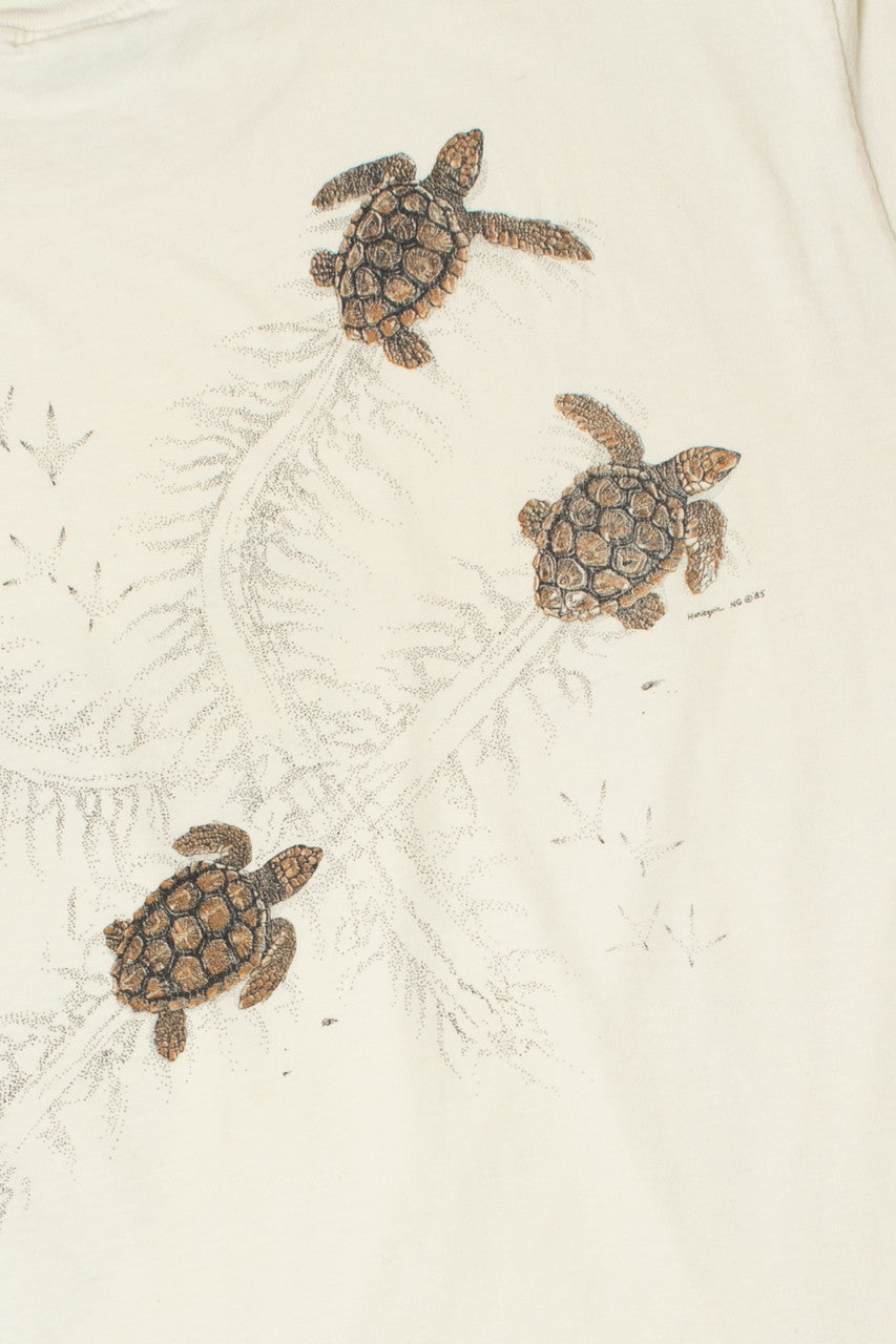 Vintage "The WaterHouse Inc" Sea Turtle Wraparound Print T-Shirt