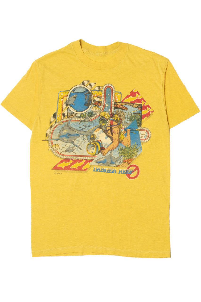 Vintage "Danger Reef" Scuba Diving Ocean Graphic T-Shirt