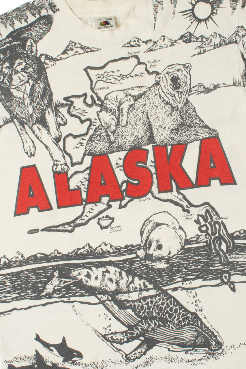 Vintage "Alaska" Wilderness All Over Print Single Stitch T-Shirt