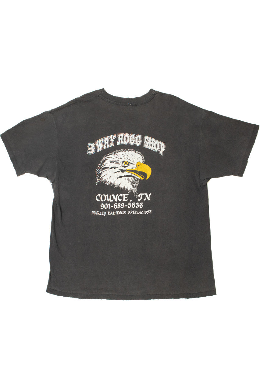 Vintage "3 Way Hogg Shop" Motorcycles Thrashed T-Shirt