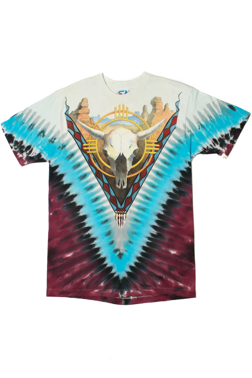 Vintage 1992 Liquid Blue Skull Eagle Tie Dye T-Shirt