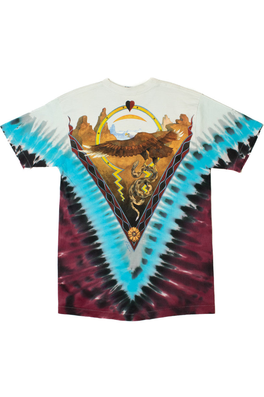 Vintage 1992 Liquid Blue Skull Eagle Tie Dye T-Shirt
