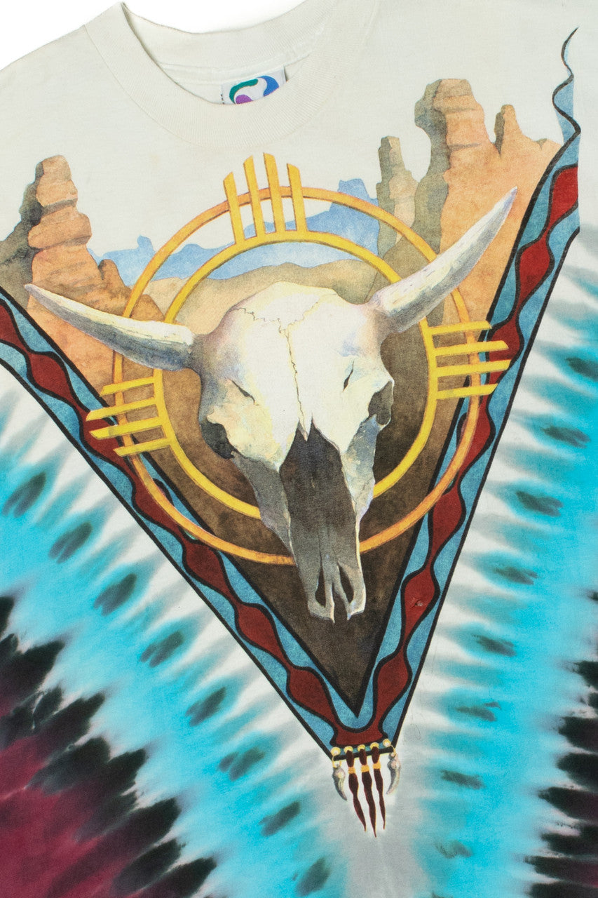 Vintage 1992 Liquid Blue Skull Eagle Tie Dye T-Shirt