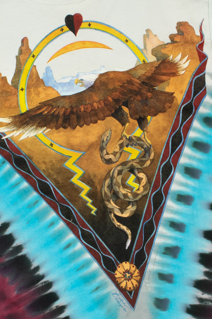 Vintage 1992 Liquid Blue Skull Eagle Tie Dye T-Shirt