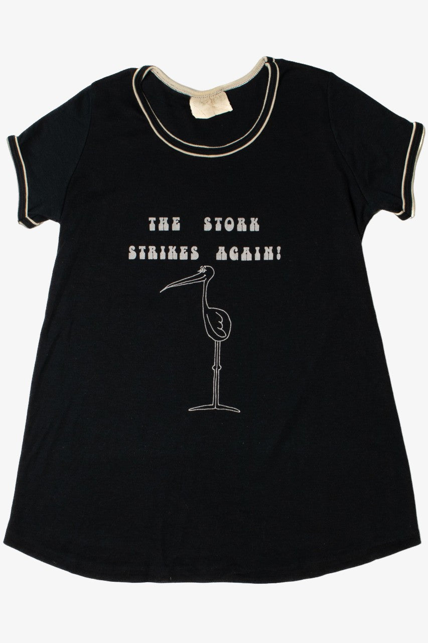 Vintage "The Stork Strikes Again" Maternity/A-Line Ringer T-Shirt