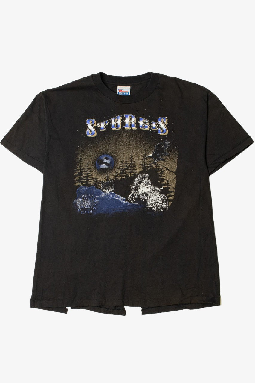 Vintage 1995 Distressed Sturgis 55th Annual Rally Black Hills T-Shirt