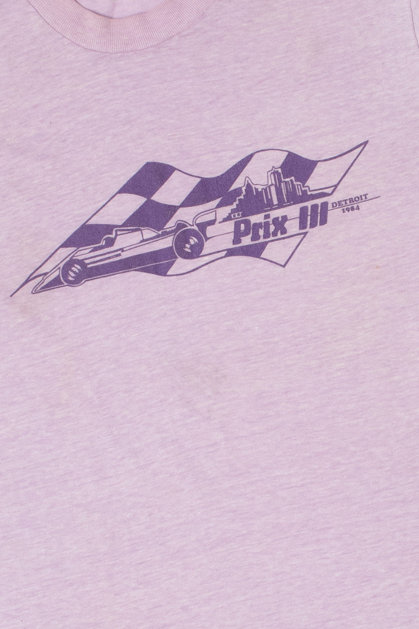 Vintage 1984 Detroit Prix III Racing Lavender Single Stitch T-Shirt