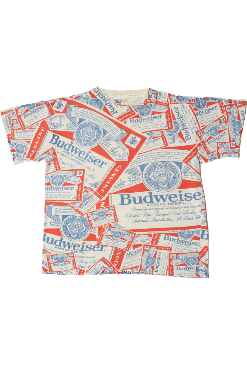 Vintage Budweiser All Over Print Single Stitch T-Shirt