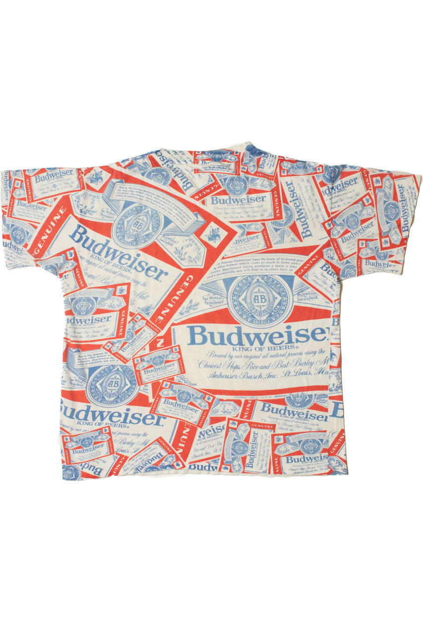 Vintage Budweiser All Over Print Single Stitch T-Shirt