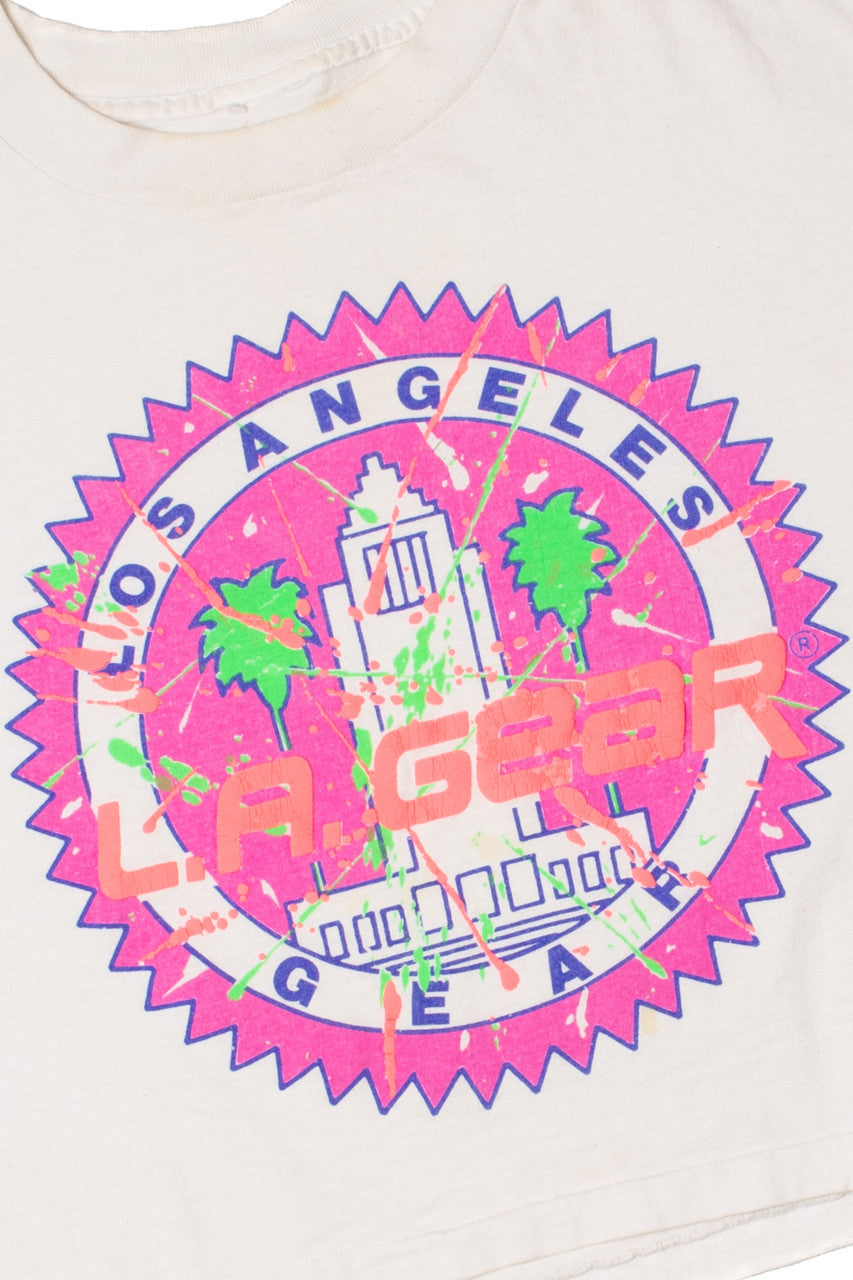 Vintage "LA Gear" Los Angeles Embossed Logo Crop Top T-Shirt