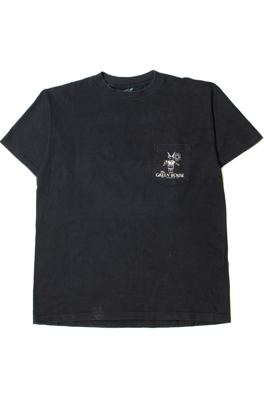 "The Green House" Neon Print Pocket T-Shirt