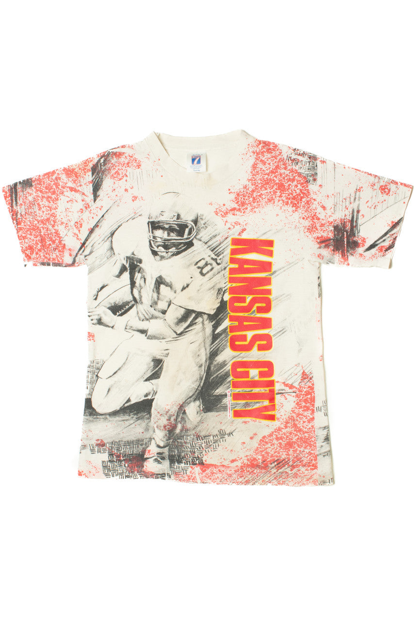 Vintage Kansas City Chiefs NFL Football All Over Print T-Shirt