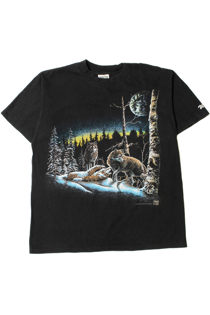 Vintage 1993 Wolf Full Moon "Wyoming" Single Stitch T-Shirt