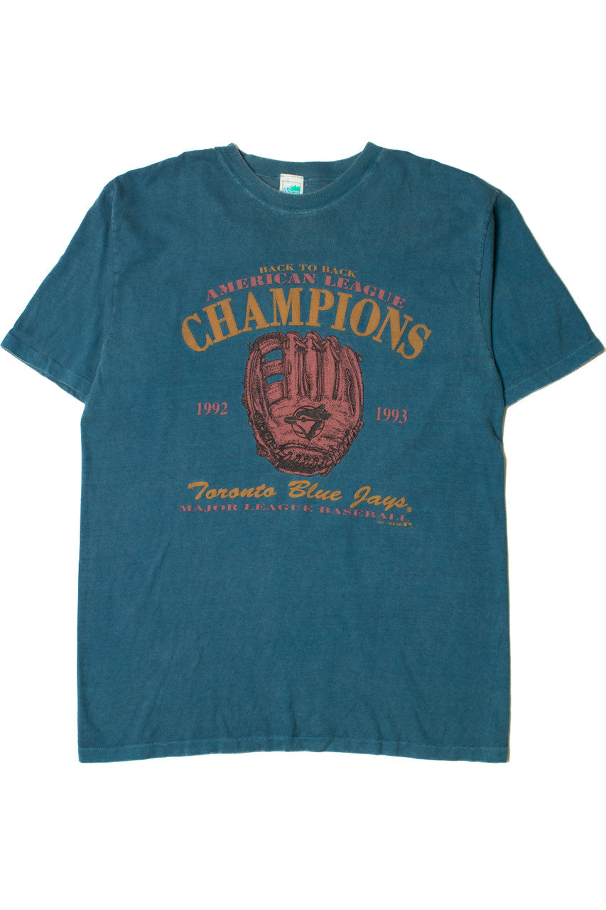 Vintage 1993 Toronto Blue Jays MLB Champions Front/Back Embossed Print T-Shirt