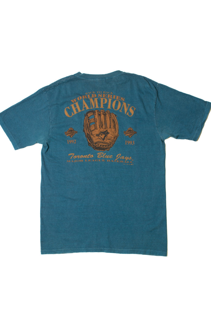 Vintage 1993 Toronto Blue Jays MLB Champions Front/Back Embossed Print T-Shirt