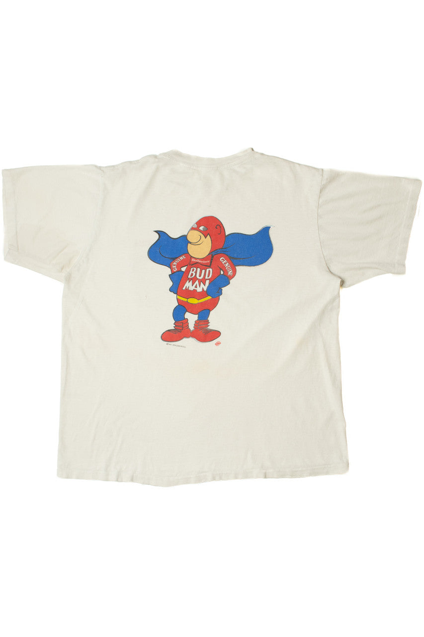 Vintage 1987 "Bud Man" Budweiser Square Pocket T-Shirt