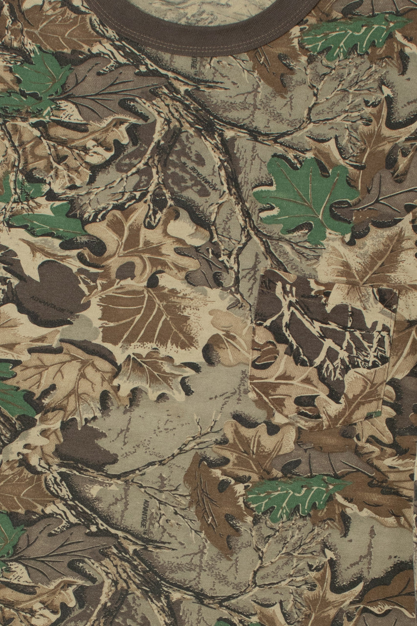 Vintage Advantage Leafy Camo Long Sleeve T-Shirt With Pocket