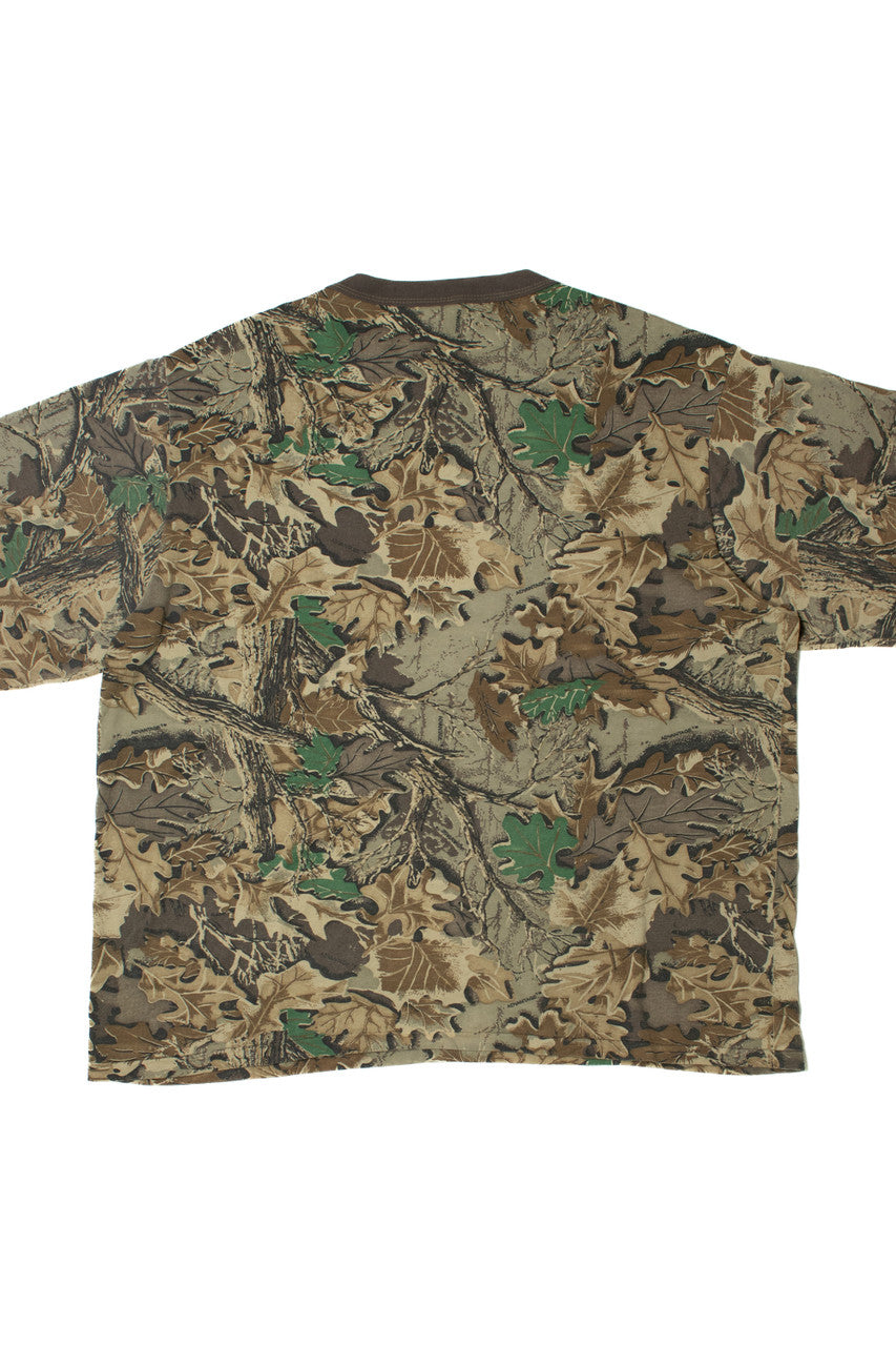 Vintage Advantage Leafy Camo Long Sleeve T-Shirt With Pocket
