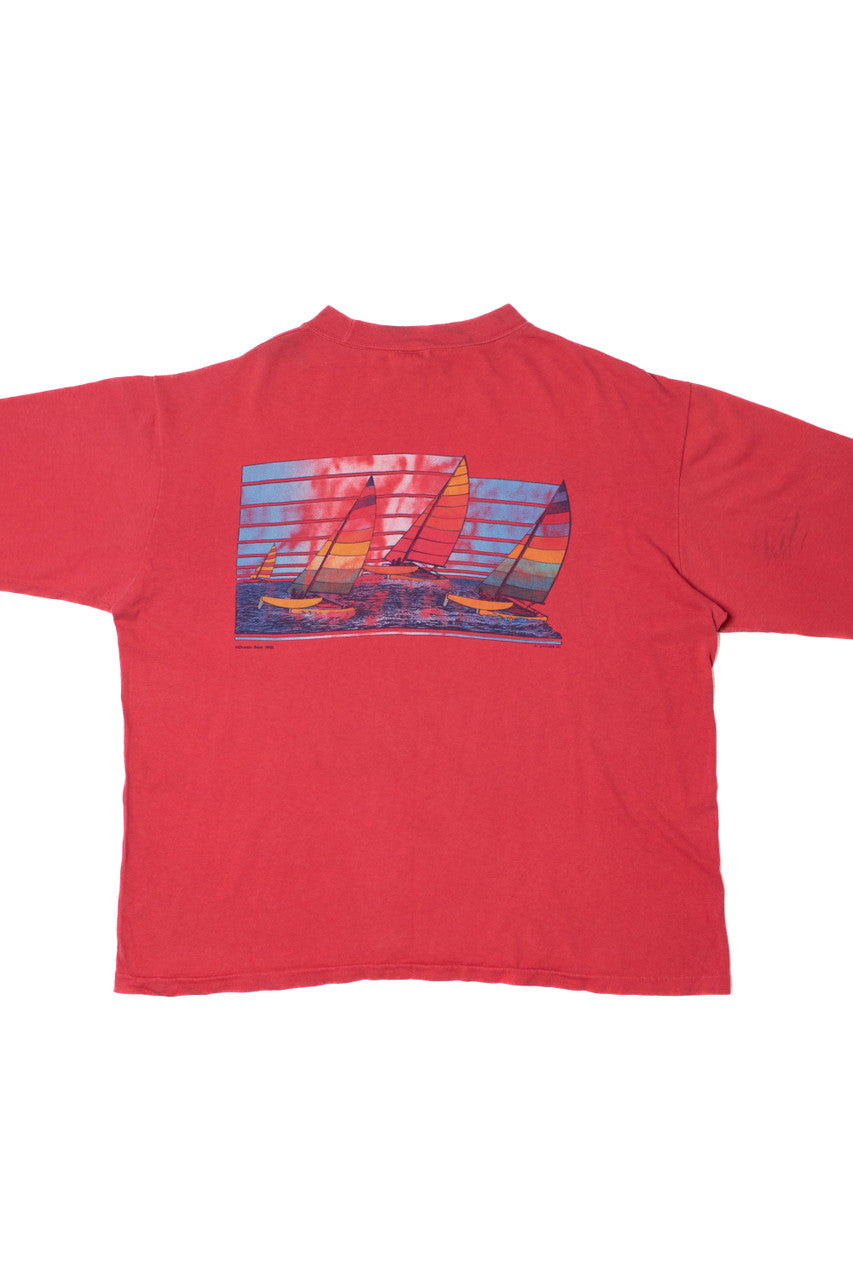 Vintage 1981 "Clearwater Beach" Sailing Graphic Long Sleeve T-Shirt