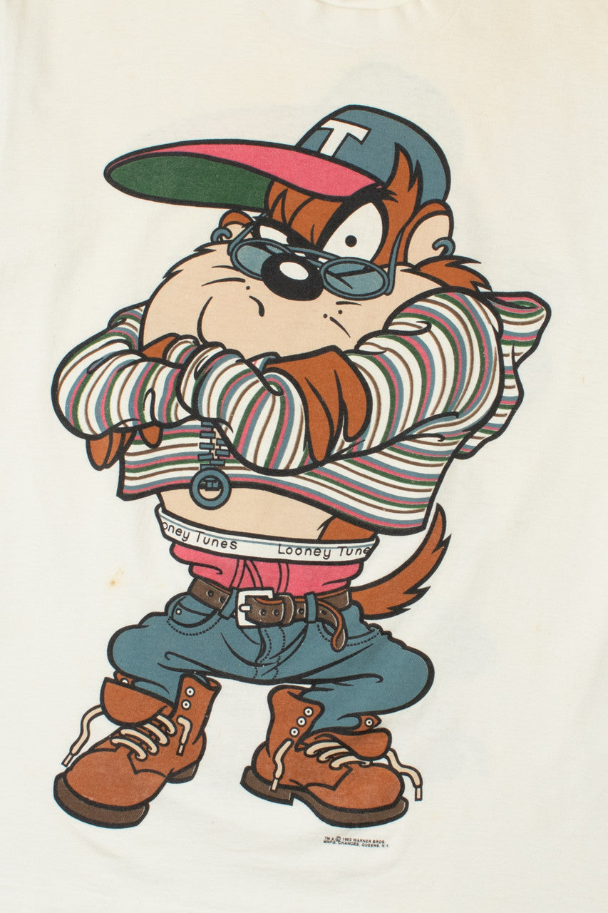 Vintage 1993 Taz Looney Tunes Front/Back Print T-Shirt