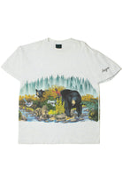 Vintage 1992 Wildlife Bears Landscape Front/Back Print T-Shirt