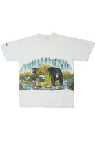 Vintage 1992 Wildlife Bears Landscape Front/Back Print T-Shirt