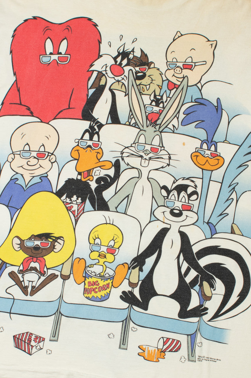 Vintage "Looney Tunes In 3-D" Front/Back Print T-Shirt