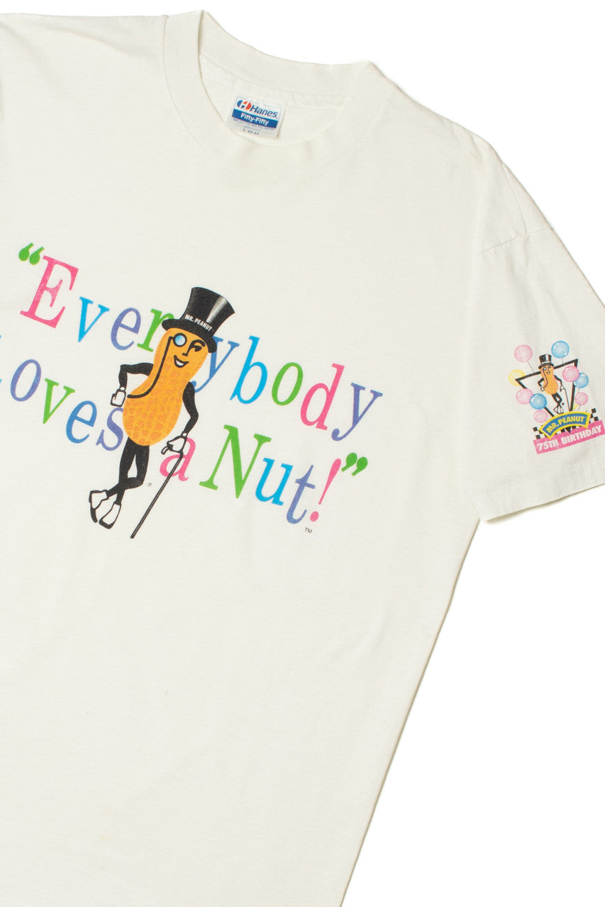 Vintage "Everybody Loves A Nut" Mr. Peanut 75th Birthday T-Shirt