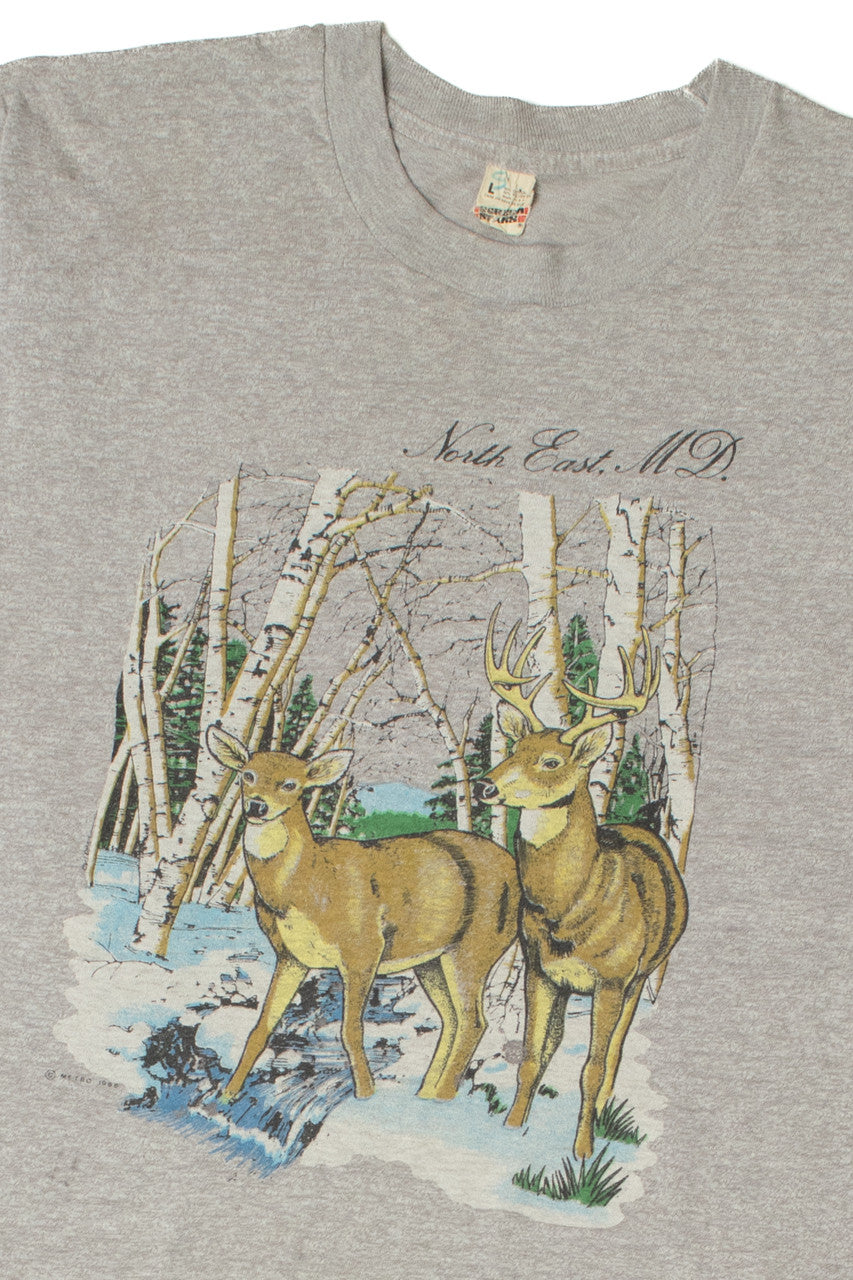 Vintage 1986 "North East, M.D." Deer Scene T-Shirt