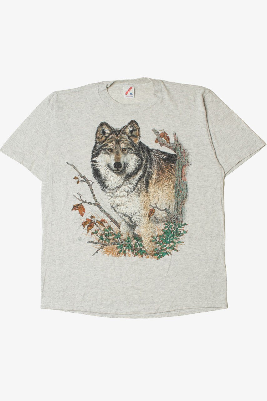 Vintage Woodland Wolf Single Stitch T-Shirt