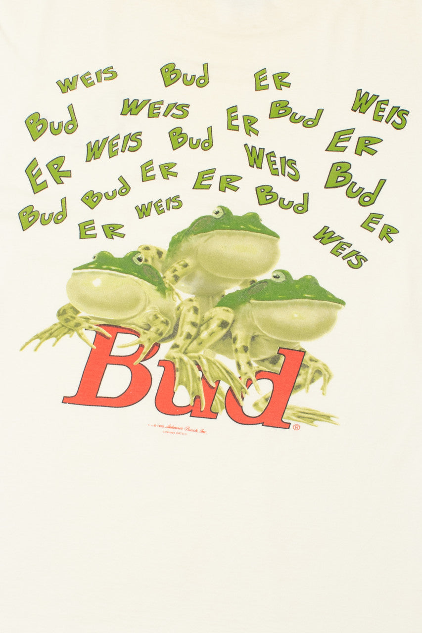 Vintage 1995 Budweiser Beer "Bud" Frog Trio T-Shirt