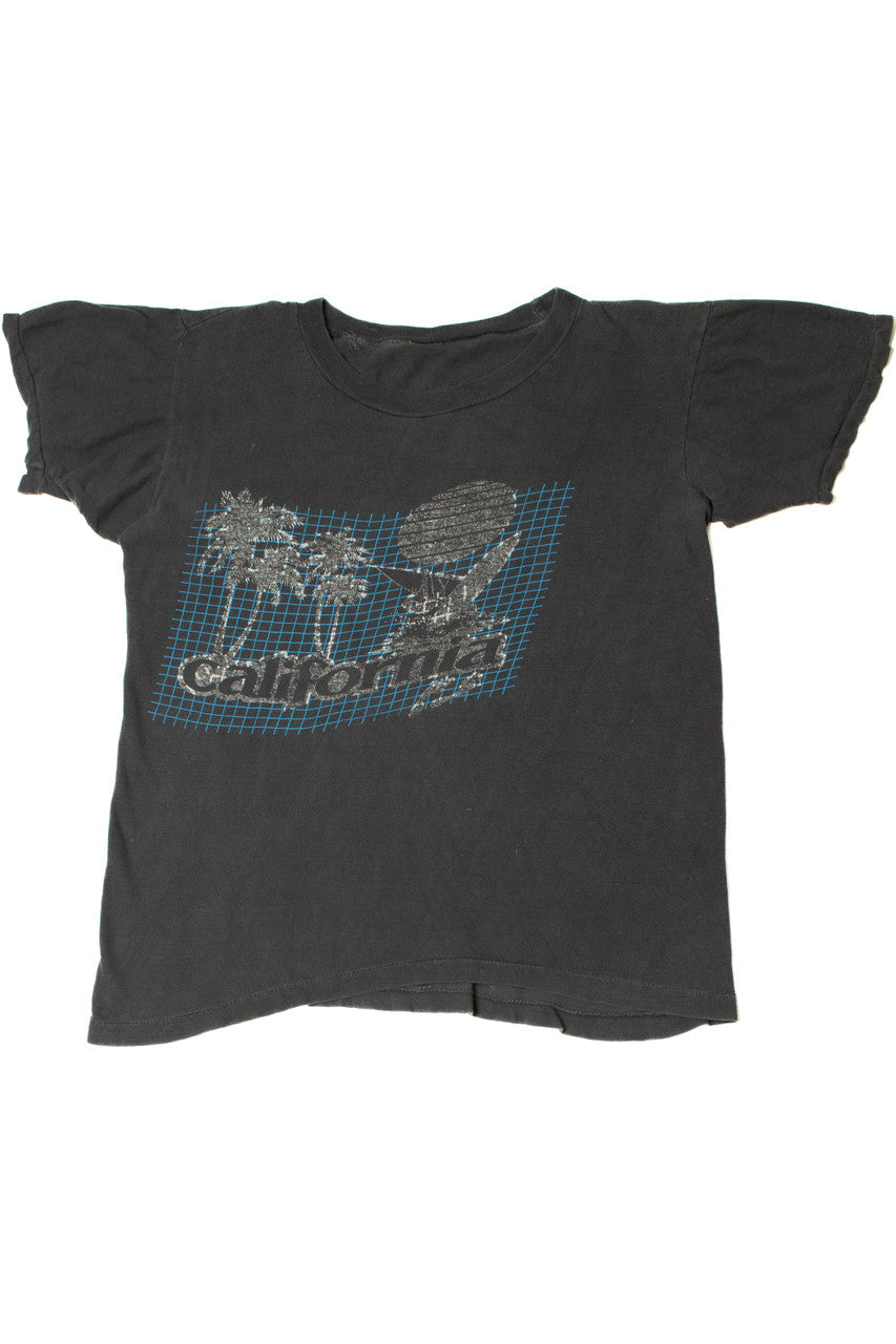 Vintage Distressed "California" Offset Print T-Shirt