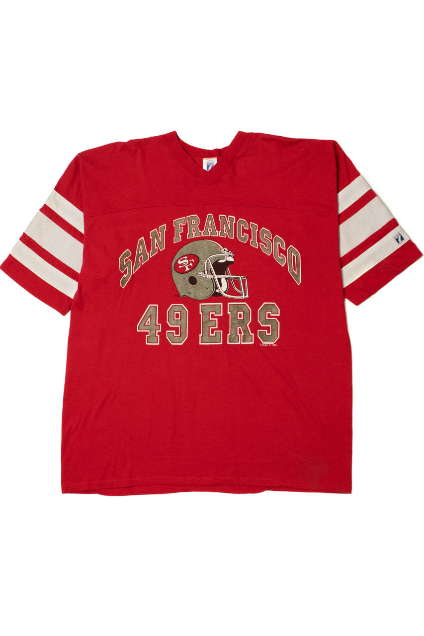 Vintage San Francisco 49ers NFL Football Striped Sleeve T-Shirt