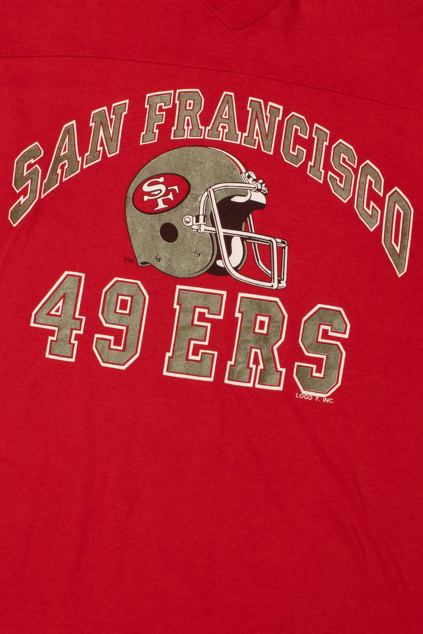 Vintage San Francisco 49ers NFL Football Striped Sleeve T-Shirt