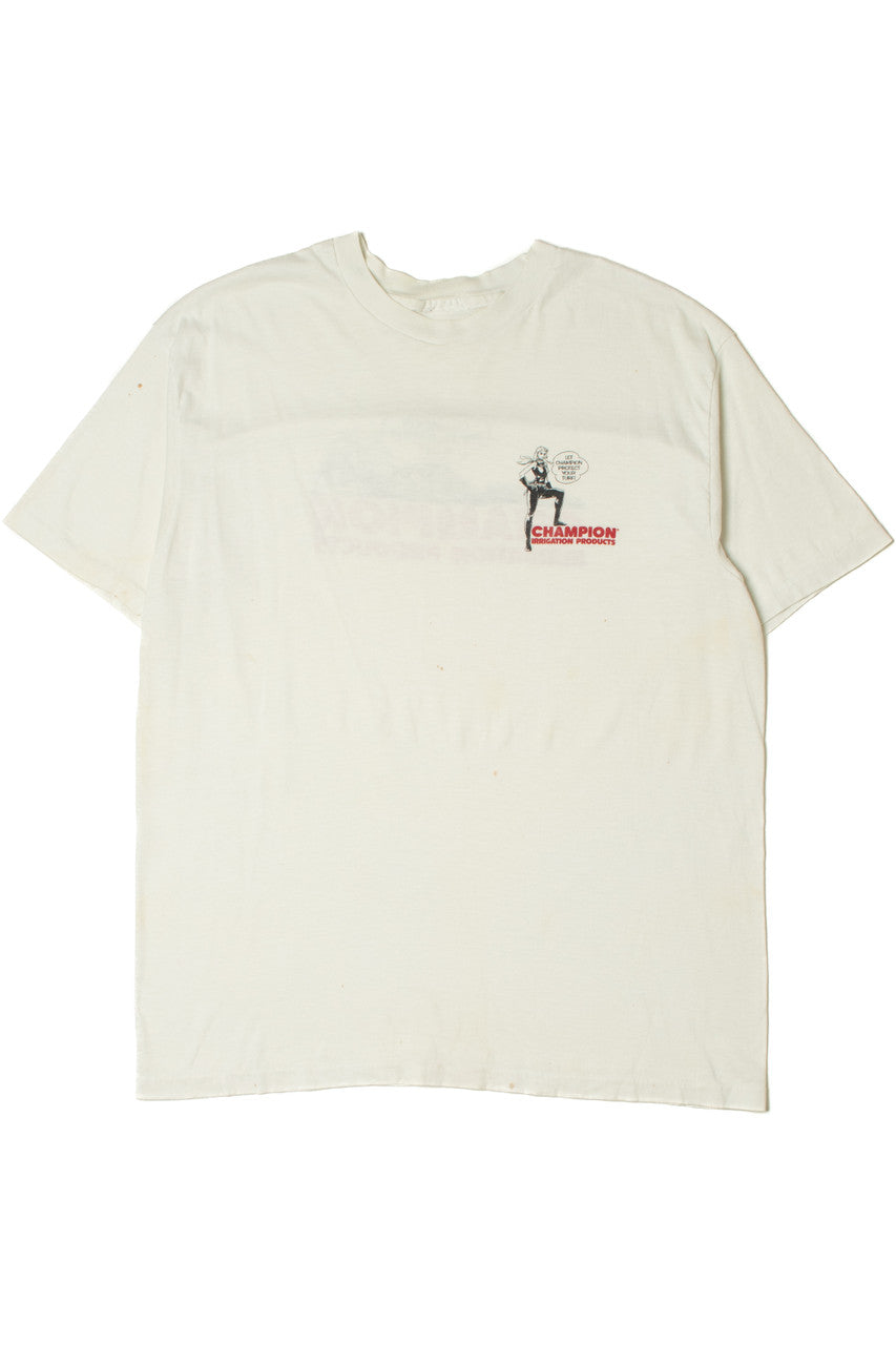 Vintage "Let Champion Protect Your Turf!" Front/Back Print T-Shirt