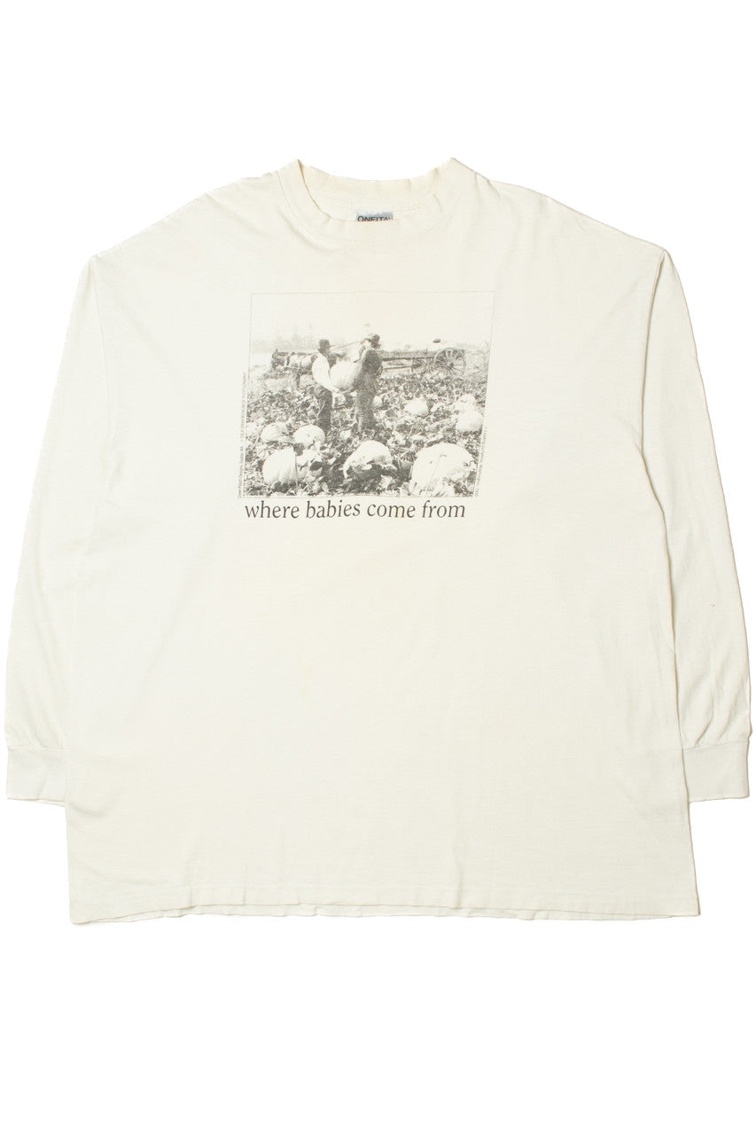 Vintage "Where Babies Come From" Pumpkin Patch Long Sleeve T-Shirt