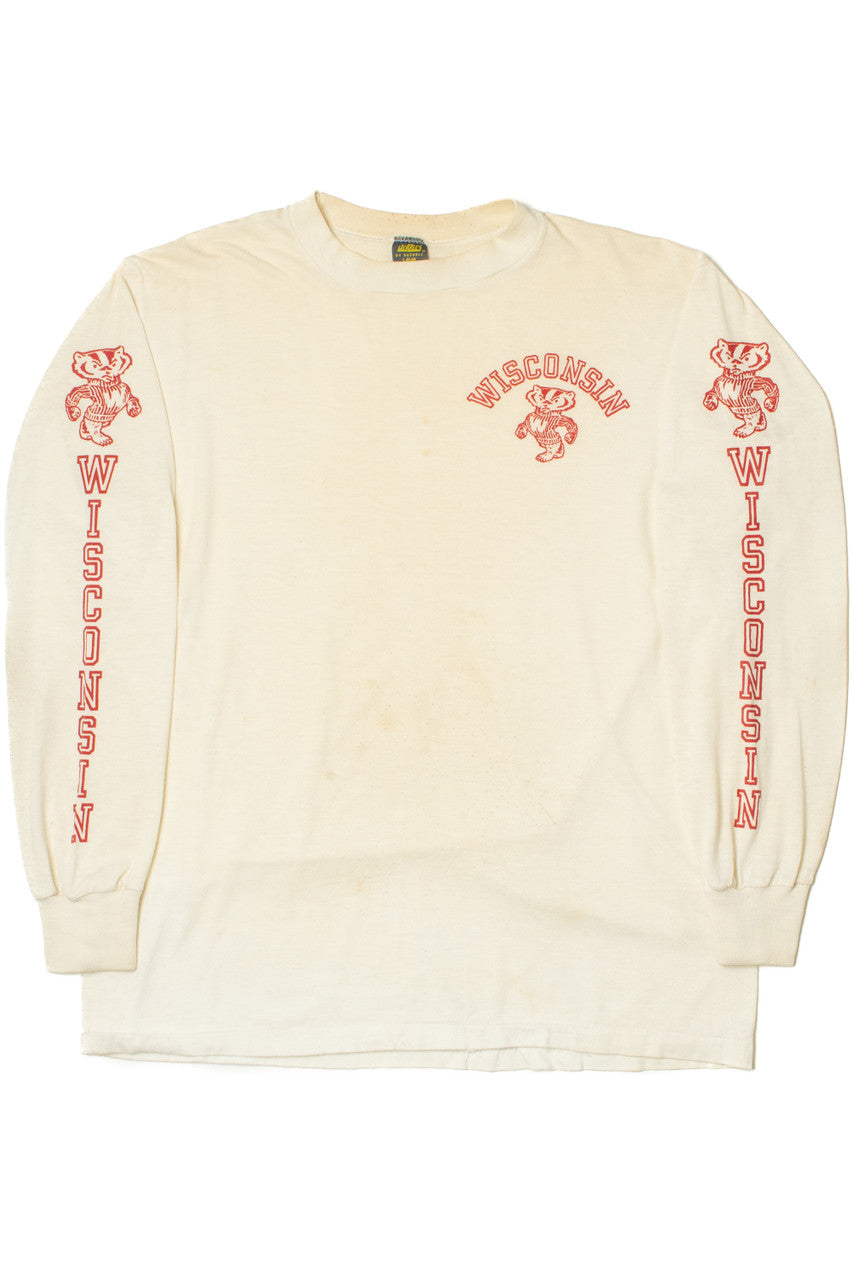 Vintage 1980's Distressed Wisconsin Badgers Long Sleeve T-Shirt
