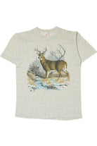 Vintage 1990 Deer In Snowy Woods Single Stitch T-Shirt