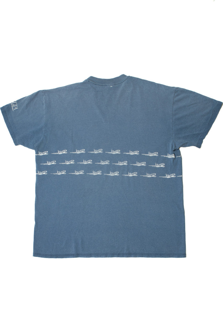 Vintage Delta "We Love To Fly..." Airplane Wraparound Print T-Shirt