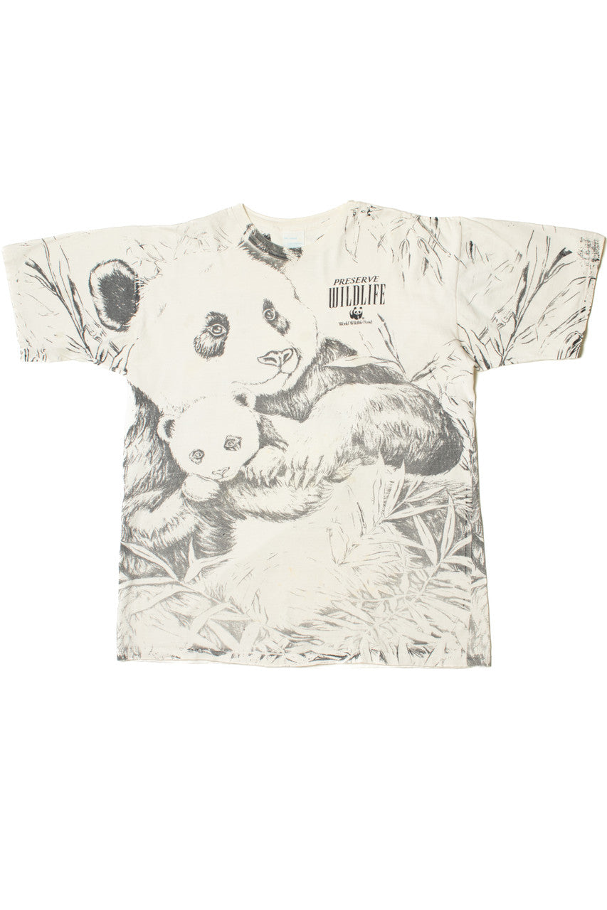 Vintage 1991 "Preserve Wildlife" World Wildlife Fund Panda Bear AOP T-Shirt