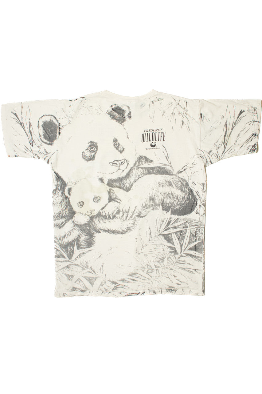 Vintage 1991 "Preserve Wildlife" World Wildlife Fund Panda Bear AOP T-Shirt