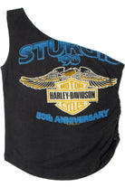Vintage Upcycled 1990 Harley Davidson Sturgis Off Shoulder Tank Top