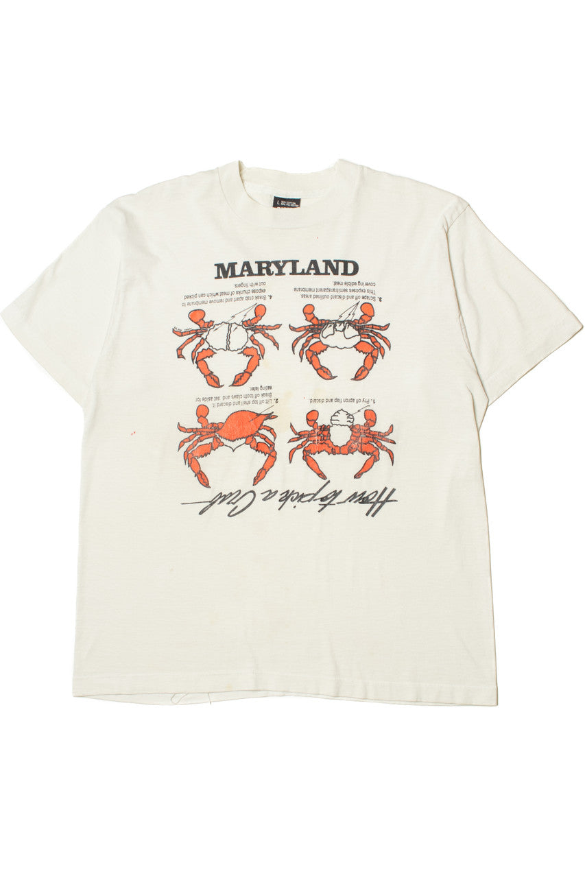 Vintage Maryland "How To Pick A Crab" Guide T-Shirt (1990s)