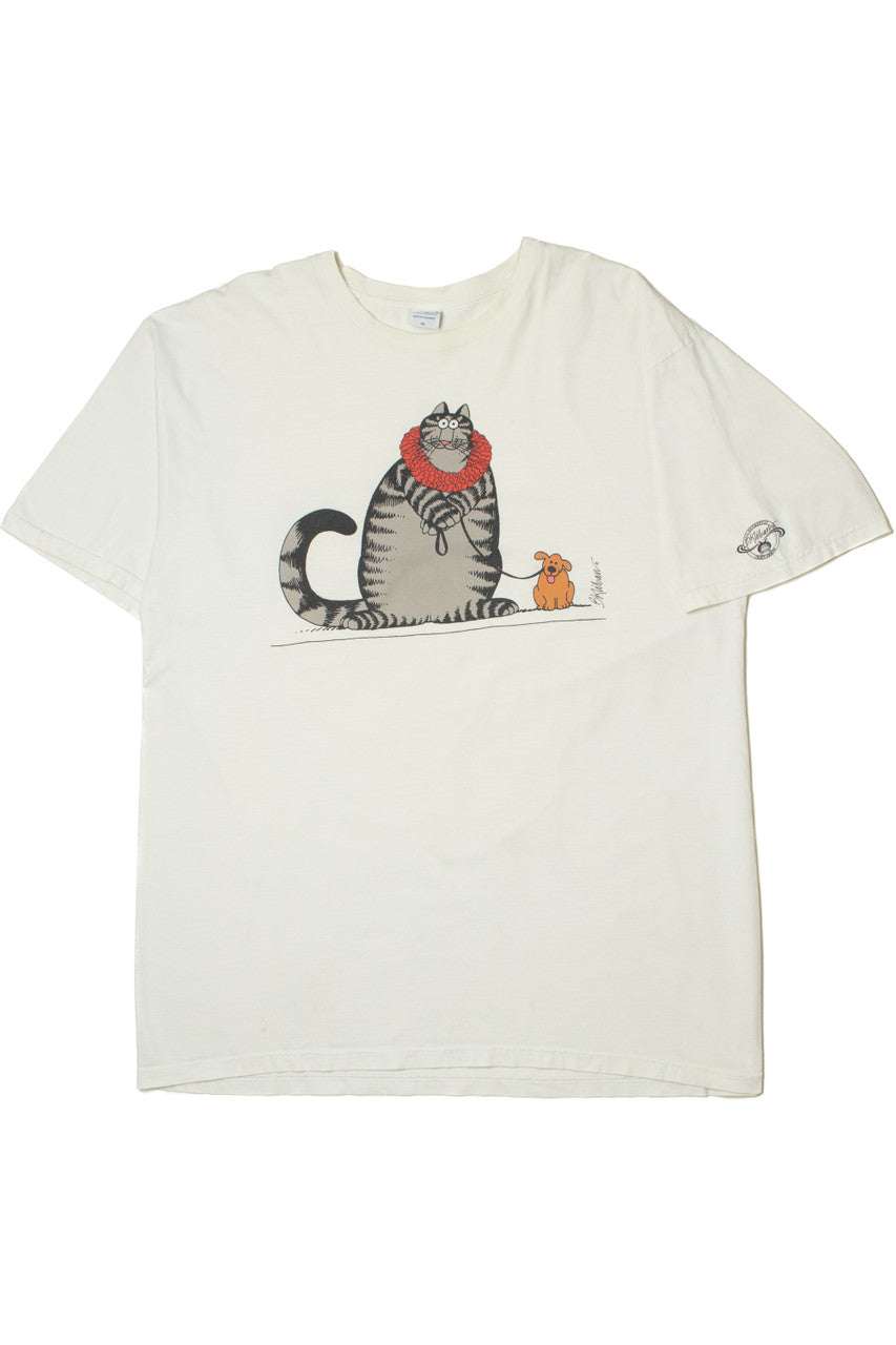 Cat & Dog Cartoon Front/Back Print Crazy Shirts T-Shirt