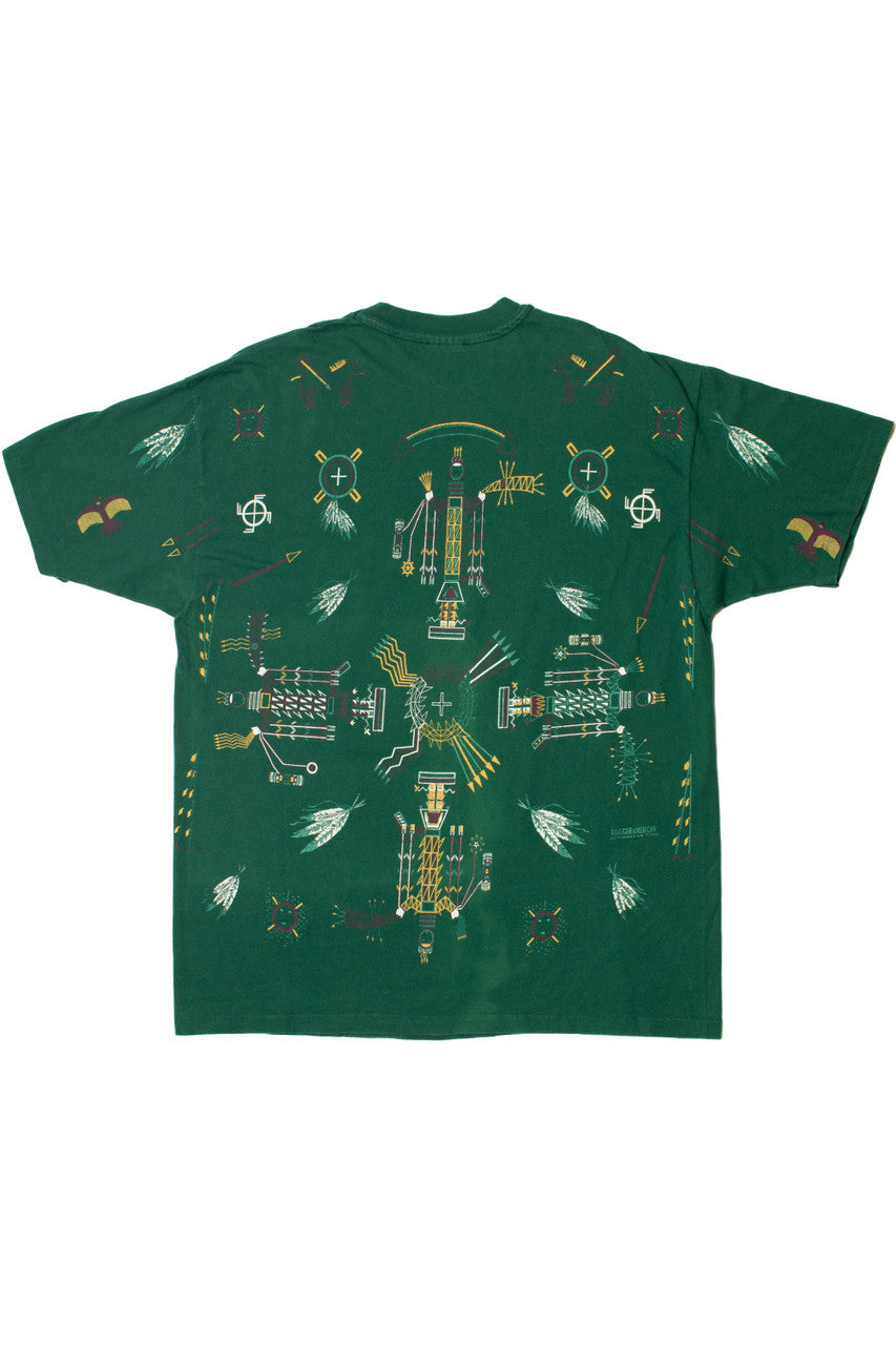 Vintage 1993 "Montana" Native Symbols All Over Print T-Shirt